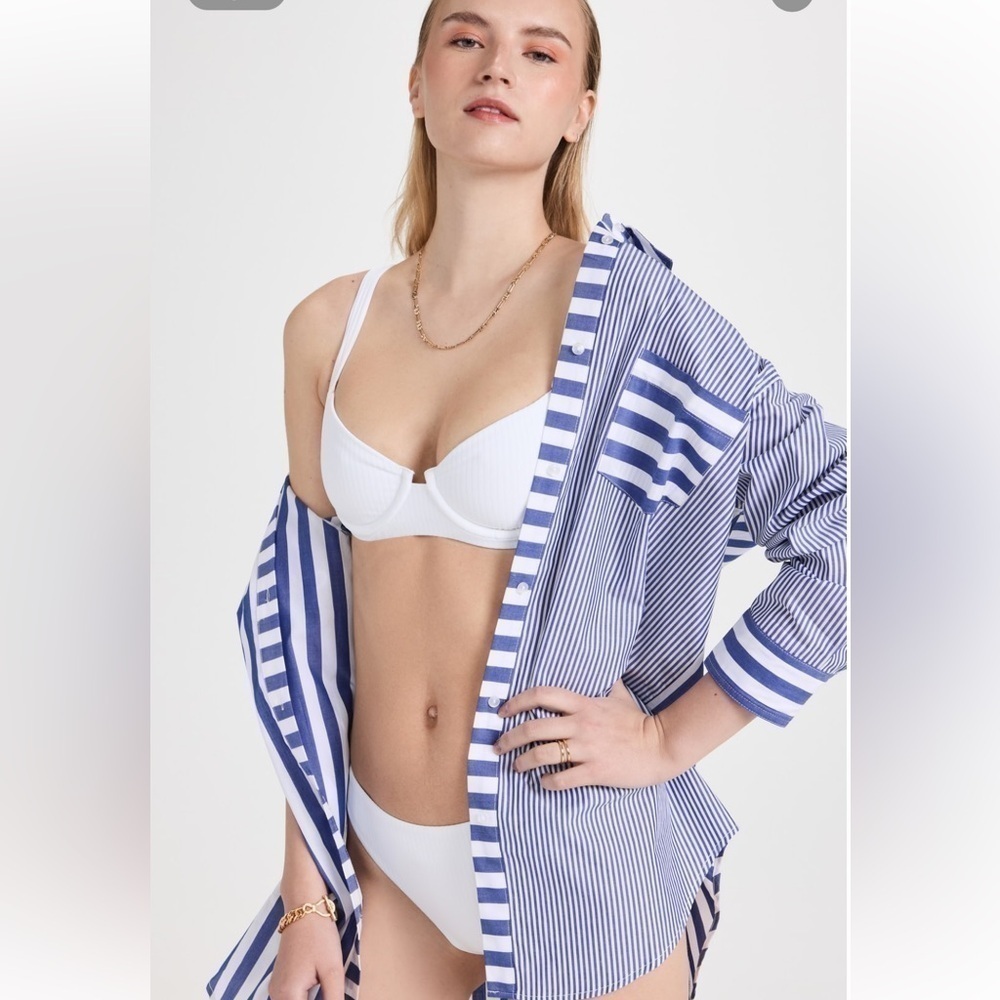 Vitamin A Demi Bikini Top in White EcoRib